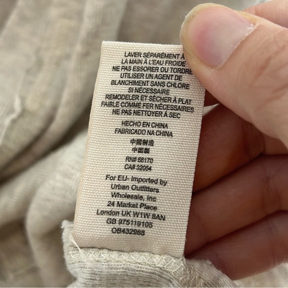 We The Free Free Peoole Heathered Cream Long Sleeve Lace Up Neckline Top - Picture 9 of 11